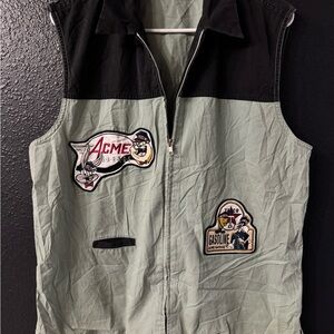 ACME Garage TAZ Zip Vest Jacket in Sage Green and Black